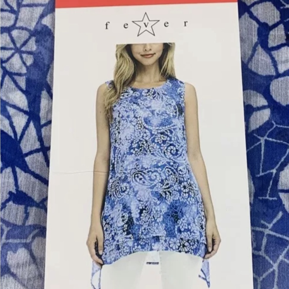 2 Fever Double Layer sleeveless print blouses size large - Picture 6 of 6